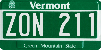 VT license plate ZON211