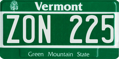 VT license plate ZON225