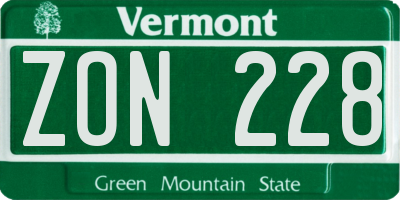 VT license plate ZON228