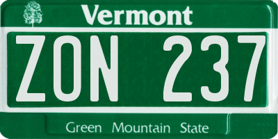 VT license plate ZON237