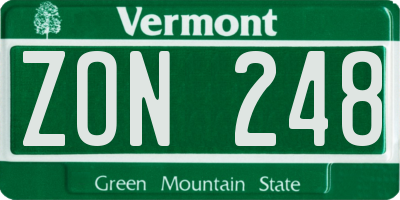 VT license plate ZON248