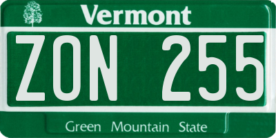 VT license plate ZON255