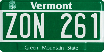 VT license plate ZON261