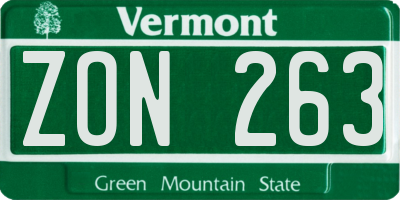 VT license plate ZON263