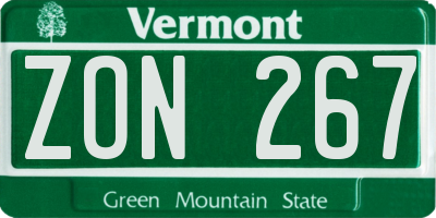 VT license plate ZON267