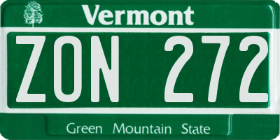 VT license plate ZON272