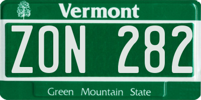 VT license plate ZON282