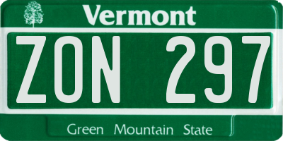 VT license plate ZON297