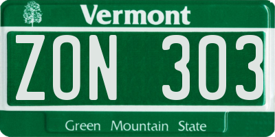 VT license plate ZON303