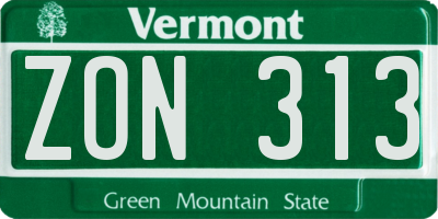 VT license plate ZON313