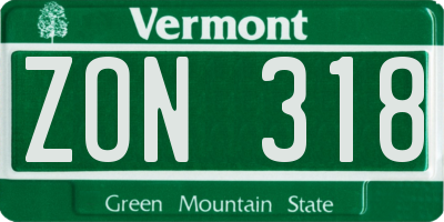 VT license plate ZON318