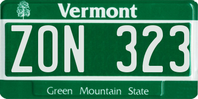 VT license plate ZON323