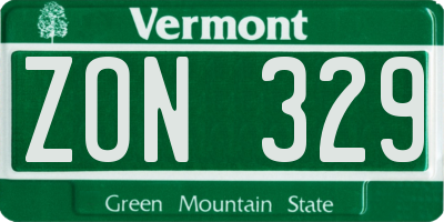 VT license plate ZON329