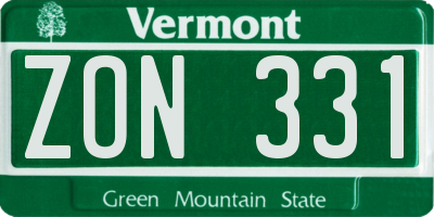 VT license plate ZON331