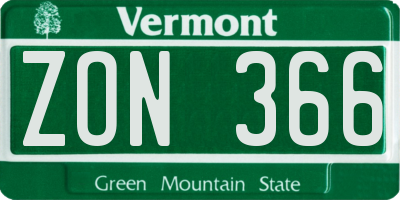 VT license plate ZON366