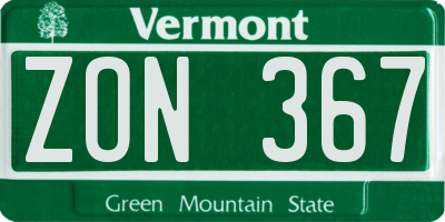 VT license plate ZON367