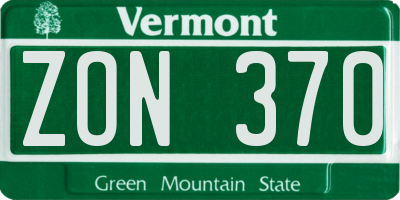 VT license plate ZON370