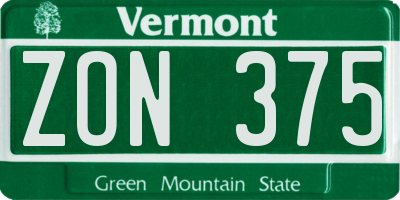 VT license plate ZON375