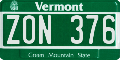 VT license plate ZON376