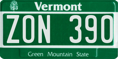 VT license plate ZON390