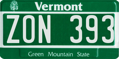 VT license plate ZON393