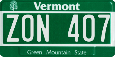 VT license plate ZON407