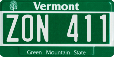 VT license plate ZON411