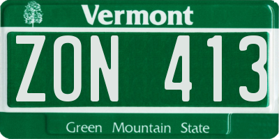 VT license plate ZON413