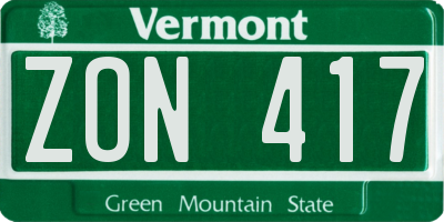 VT license plate ZON417