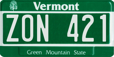 VT license plate ZON421
