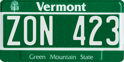 VT license plate ZON423