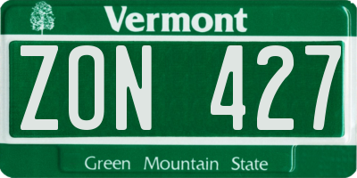 VT license plate ZON427