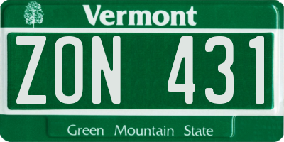 VT license plate ZON431
