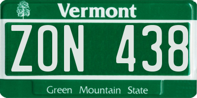 VT license plate ZON438