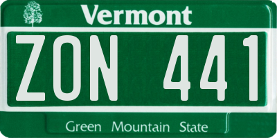 VT license plate ZON441