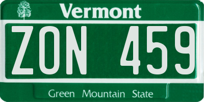 VT license plate ZON459