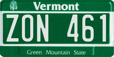 VT license plate ZON461