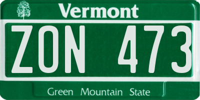 VT license plate ZON473