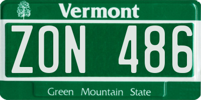 VT license plate ZON486
