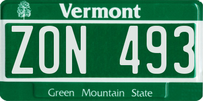 VT license plate ZON493