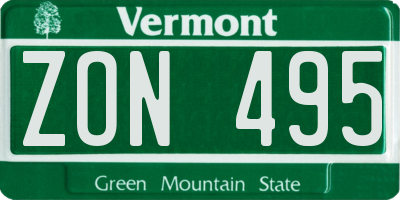 VT license plate ZON495