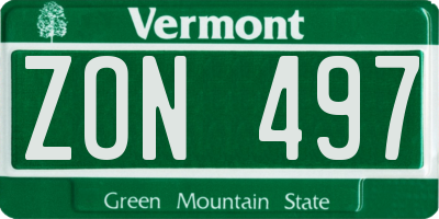 VT license plate ZON497