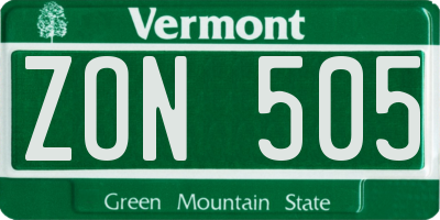 VT license plate ZON505