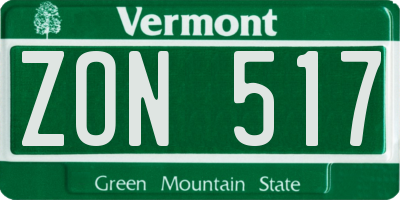 VT license plate ZON517