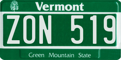 VT license plate ZON519