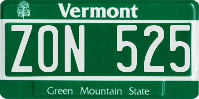 VT license plate ZON525