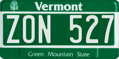 VT license plate ZON527