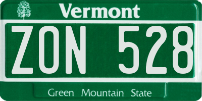 VT license plate ZON528