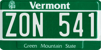 VT license plate ZON541