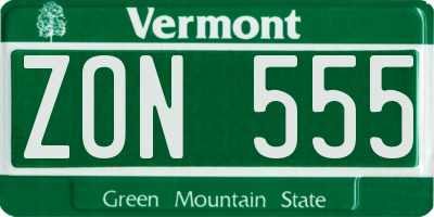 VT license plate ZON555